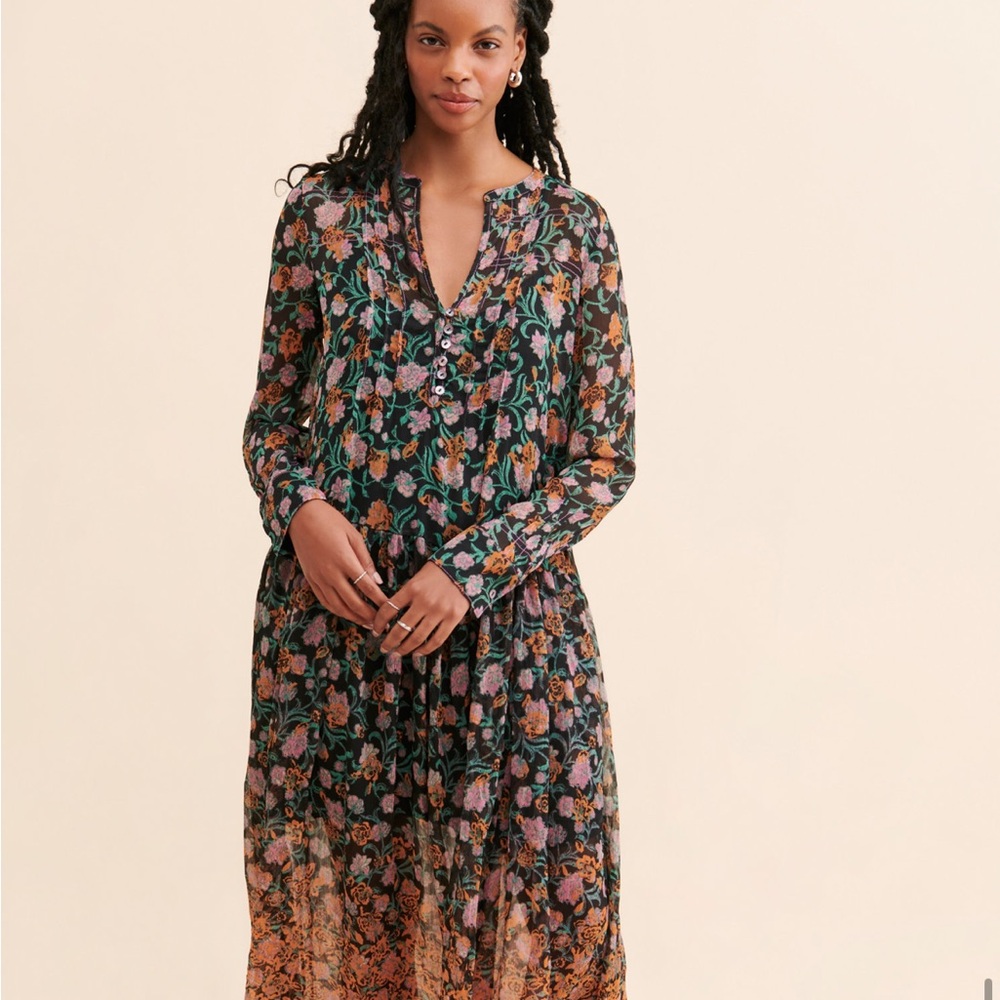 Free People See It Through Long sleeve Maxi Dress